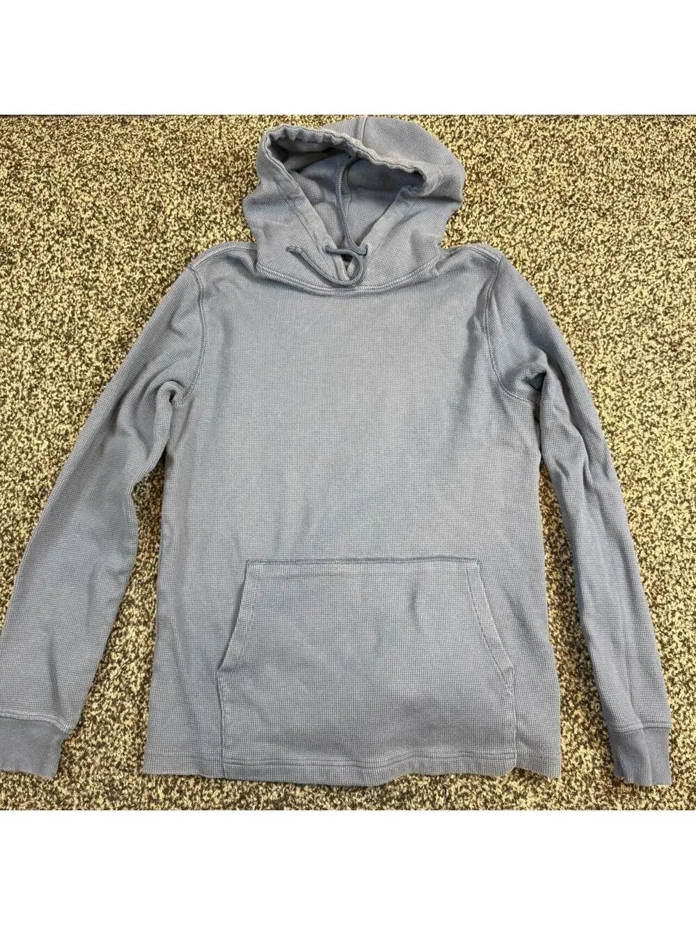 Gray waffle knit hoodie with a relaxed fit size small